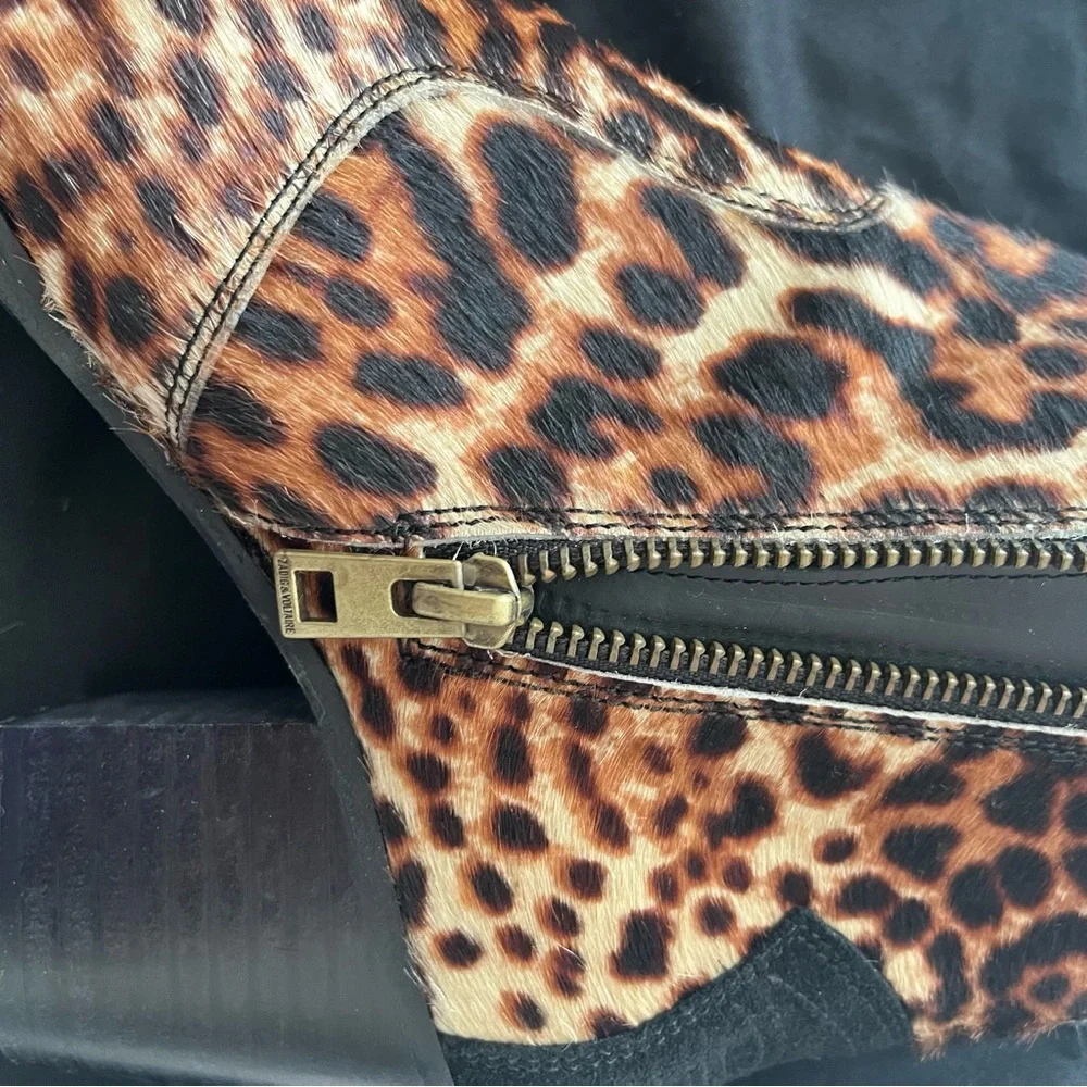 Zadig&Voltaire Molly leopard-print ankle boots Size 37 - Picture 10 of 14